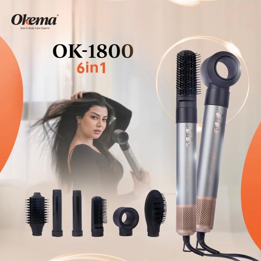 مصفف شعر 6 في 1 عالي السرعة 1800 واط Okema OK-1800