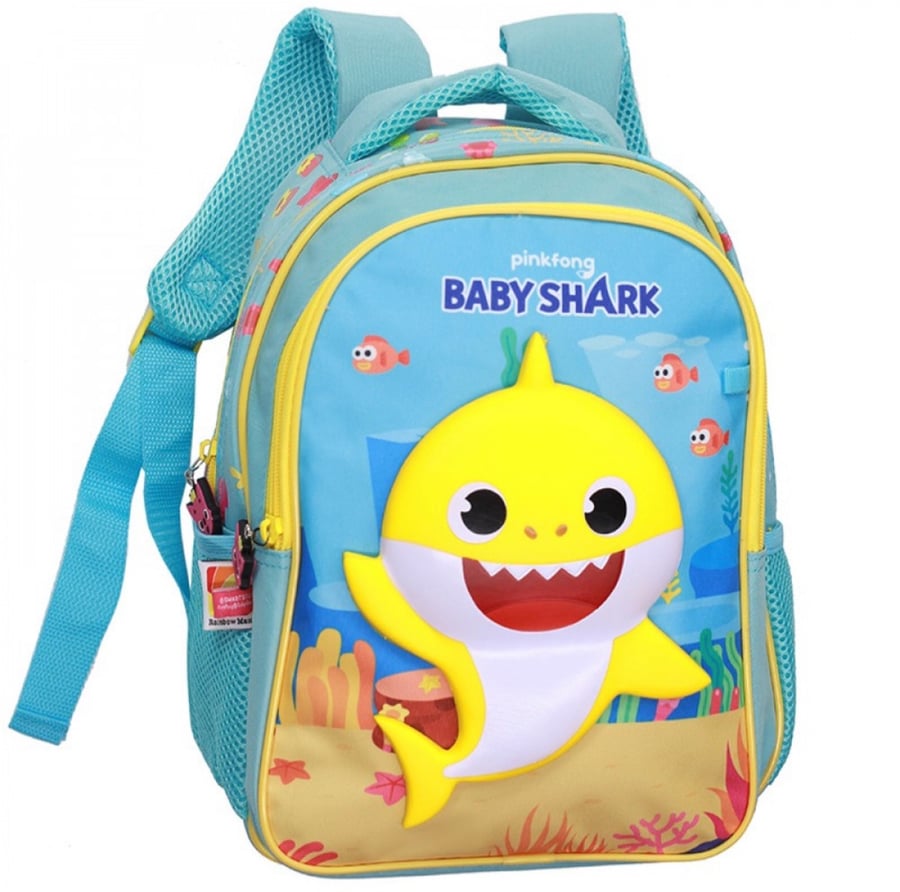 شنطة ظهر 13 انش اصفر ( سماوي ) - بيبي شارك بينك فونج 1091-Baby Shark Pink Fong Backpack