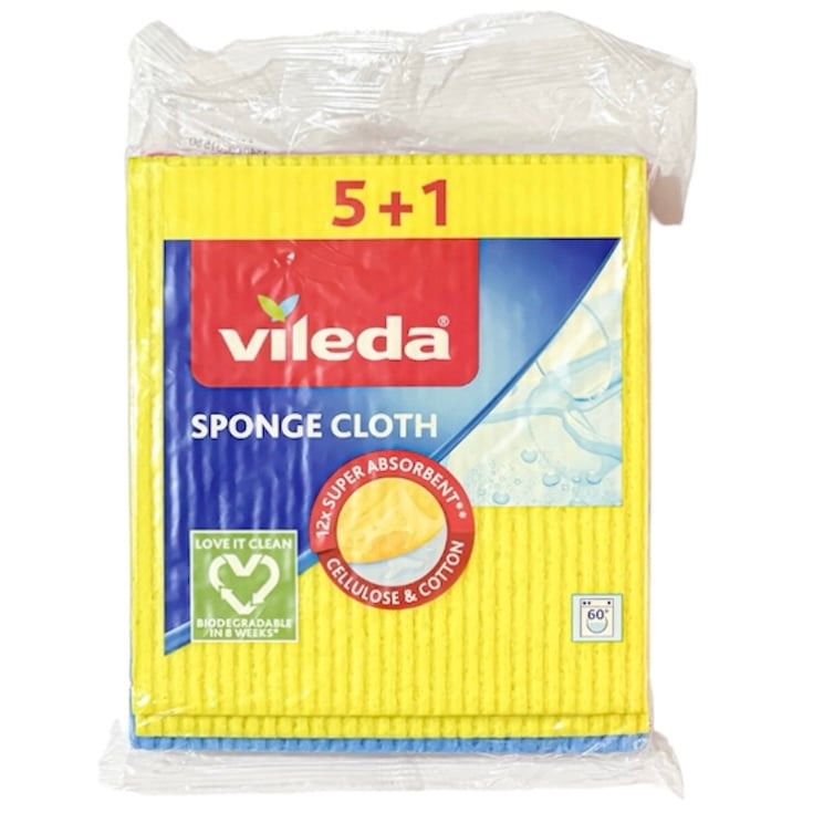 ممسحة تجفيف اسفنجية 18*20 سم 5 قطع +1 مجانا ملونة Vileda VC061