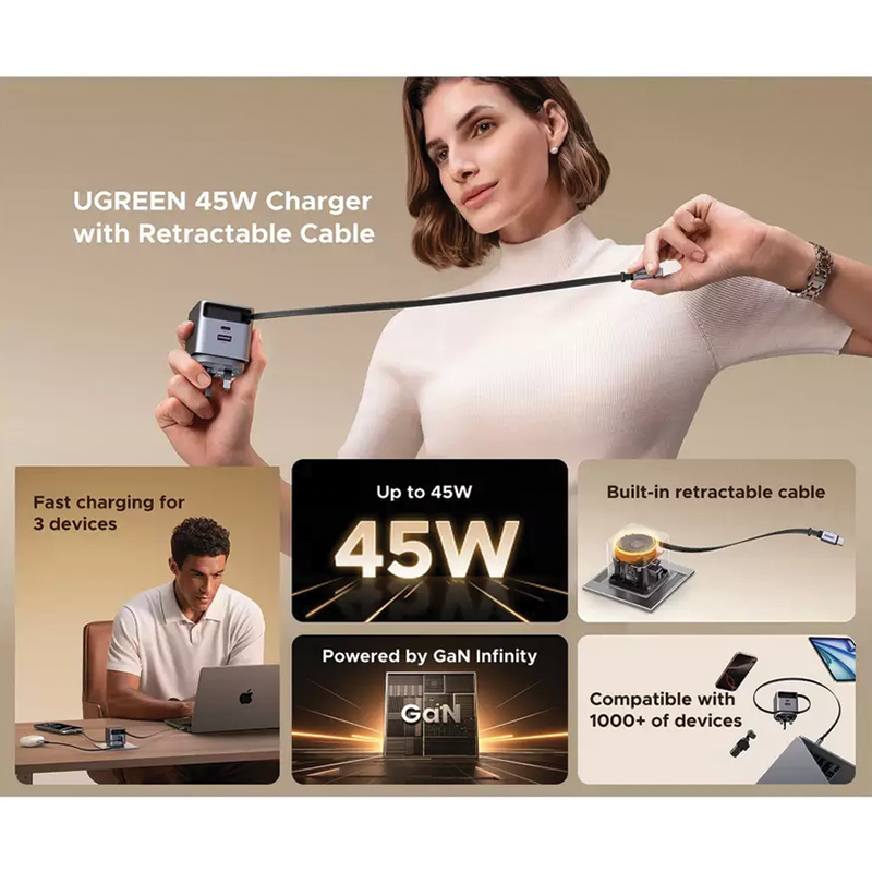 يوجرين شاحن جداري 45 واط UGREEN X614