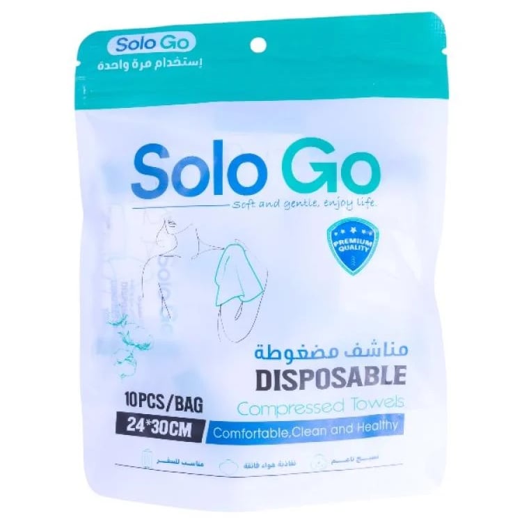 مناشف للاستعمال الواحد مضغوطة 10 قطع  SOLO GO