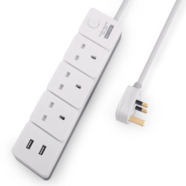 Electrical Extension 3 Sockets 2 USB 3 Meters 3250 Watts With Single On / Off Switch LAWAZIM 01-7024-02