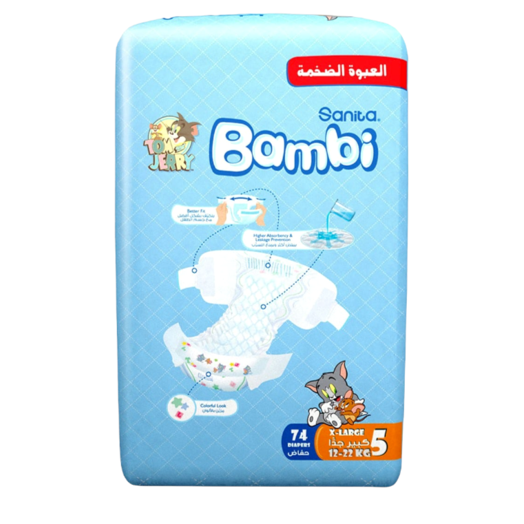 Bambi Diapers 74 Pieces Size 5 Large 12-22 Kg