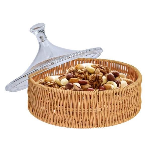 صحن تقديم خوص بغطاء اكرليك 16 سم 543861