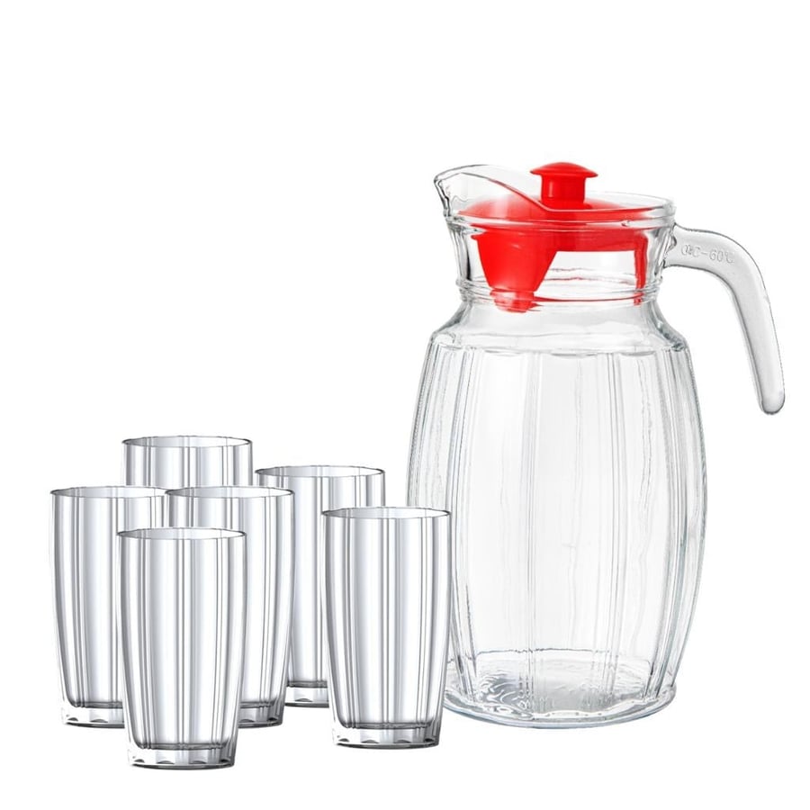 طقم ترمس زجاجي مع 6 أكواب 2 لتر Mister Home MH/60116