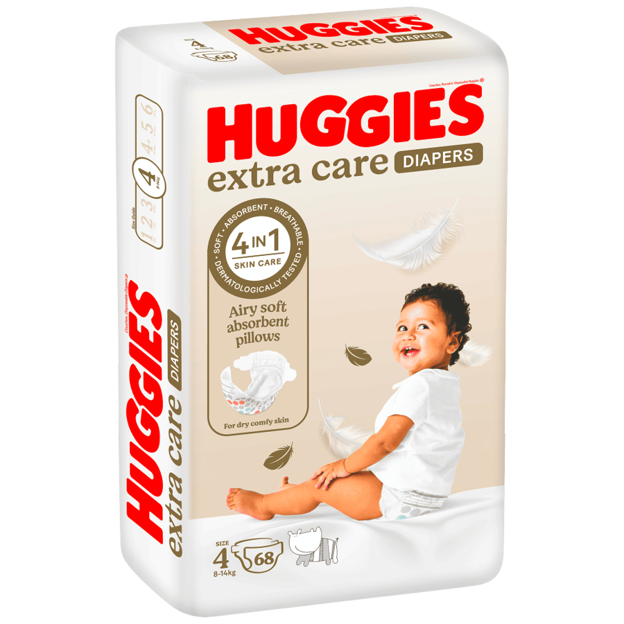 حفاضات هجيز 68 حبات مقاس (4)  8-14 كيلو HUGGIES