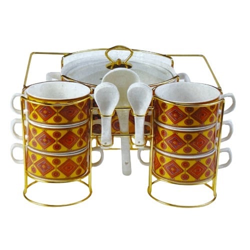 Extra EX-716627 Soup Serving Set With Stand 16 Pieces