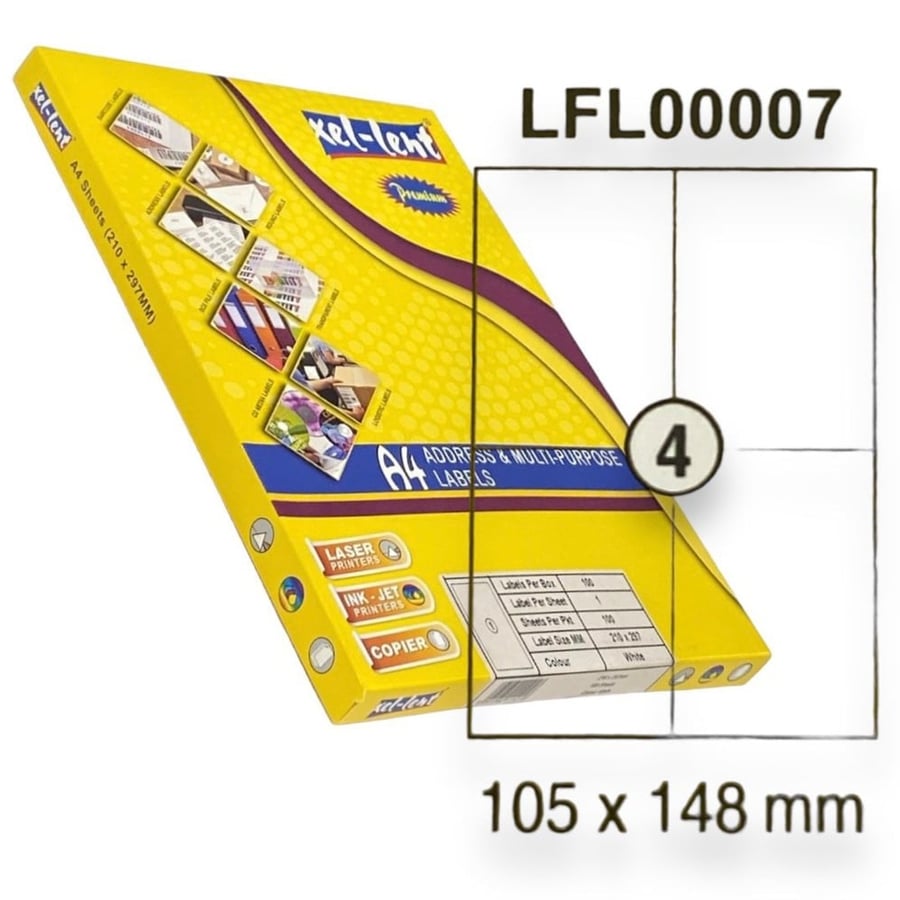 ورق ستيكر لاصق ابيض مطفي 100 ورقة Xel-lent LFL00007 A4