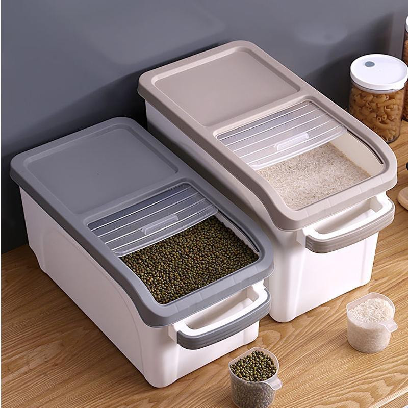 Rice storage box on wheels 15 kg with cup scoop