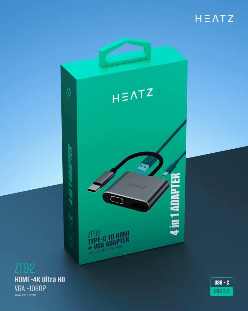 محول شاشة متعدد المنافذ HEATZ ZT92