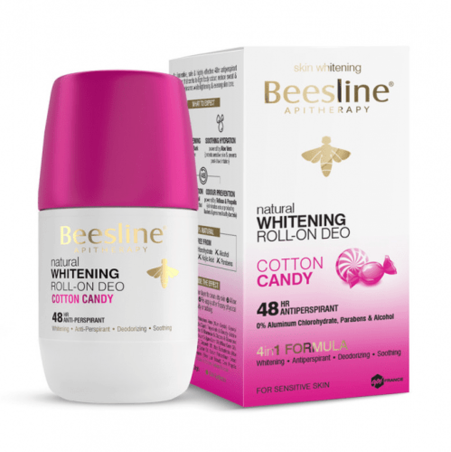 بيزلين مزيل عرق رول أون مزيل الرائحة الطبيعي لتفتيح البشرة نعومة القطن 50 مل Beesline