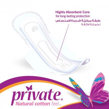 Private Extra Thin Pads 14 Pads Night Size With Wings