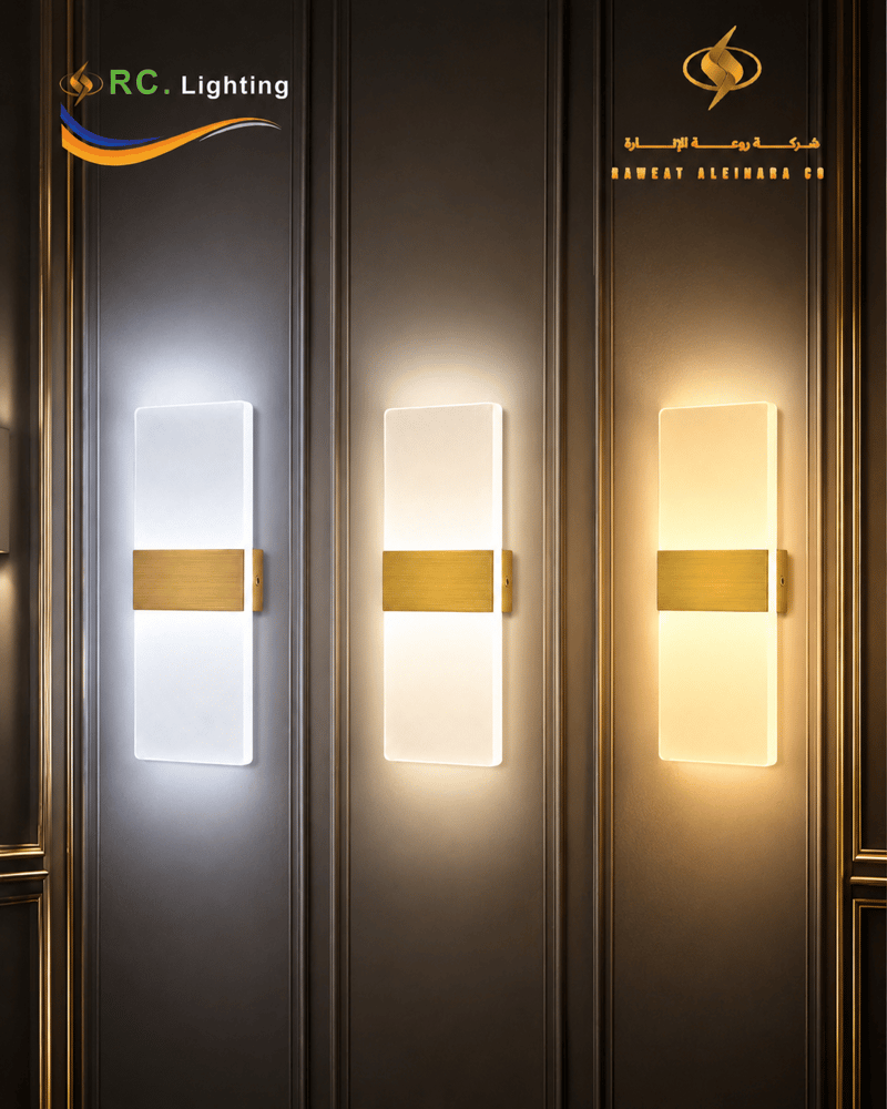 ابليك LED مستطيل ذهبي 3 ألوان من RC Lighting