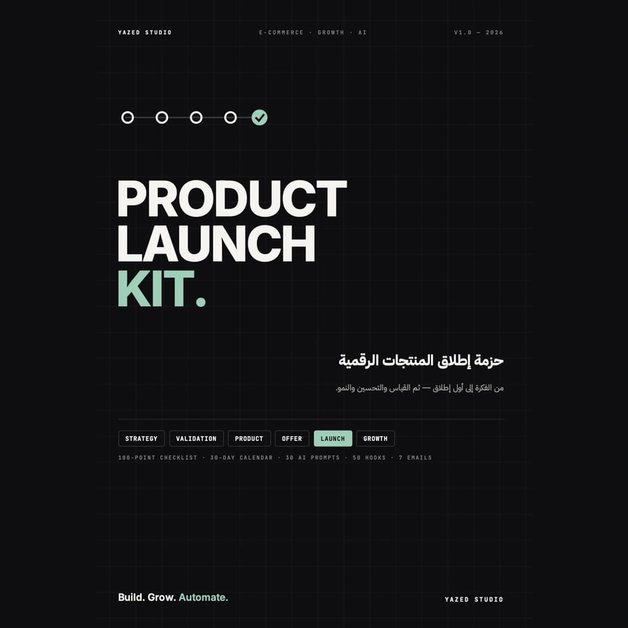 غلاف حزمة إطلاق المنتجات الرقمية YAZED Product Launch Kit