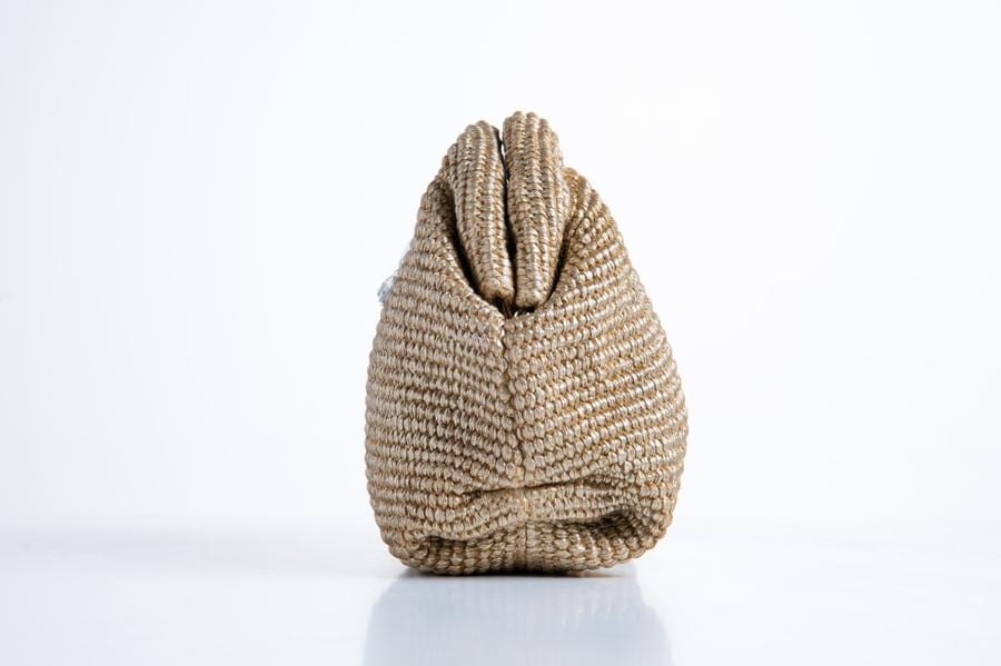 Soft beige handbag with crystals