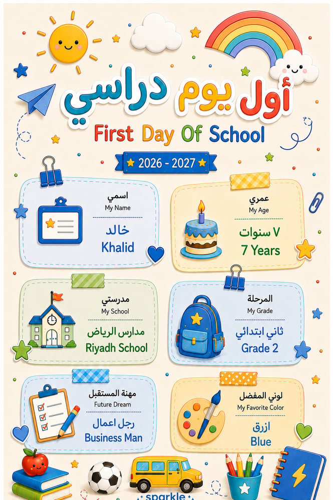 لوحة اول يوم دراسي