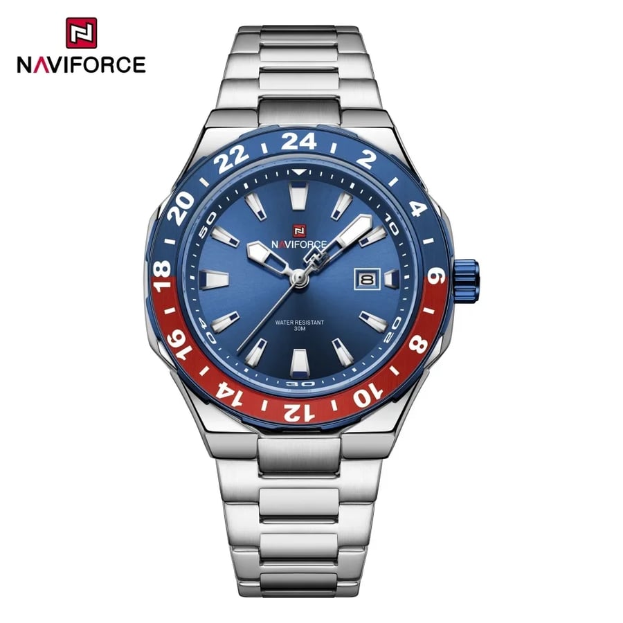 NAVIFORCE ساعة كوارتز رياضية فاخرة ساعات تقويم مضيئة للرجل الفولاذ المقاوم للصدأ مقاوم للماء ساعة اليد Relogio Masculino