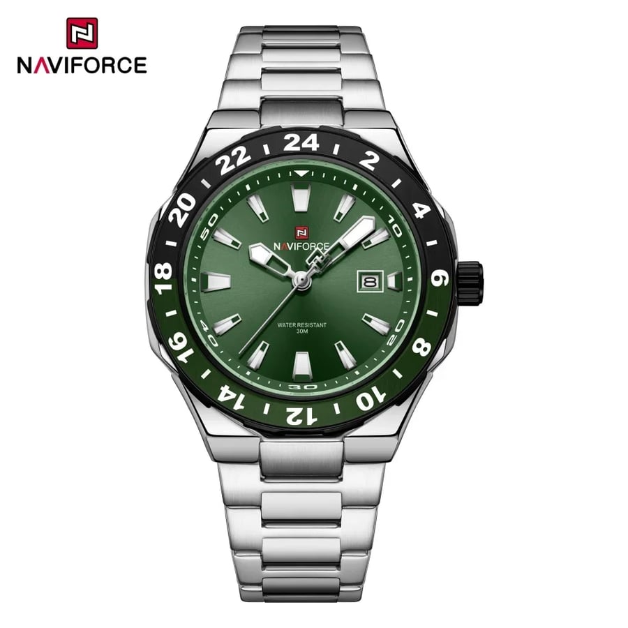 NAVIFORCE ساعة كوارتز رياضية فاخرة ساعات تقويم مضيئة للرجل الفولاذ المقاوم للصدأ مقاوم للماء ساعة اليد Relogio Masculino