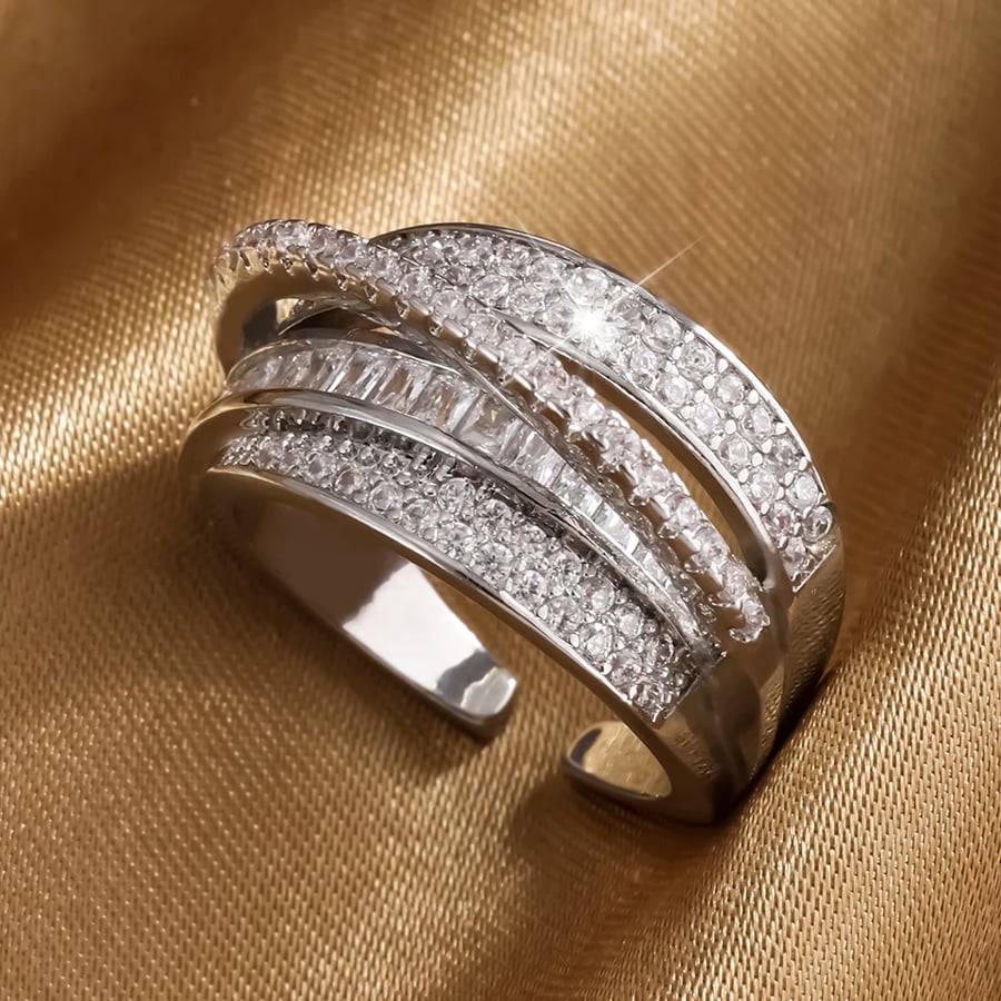 خاتم نجمة متعدد الطبقات مطلي ذهب 18K