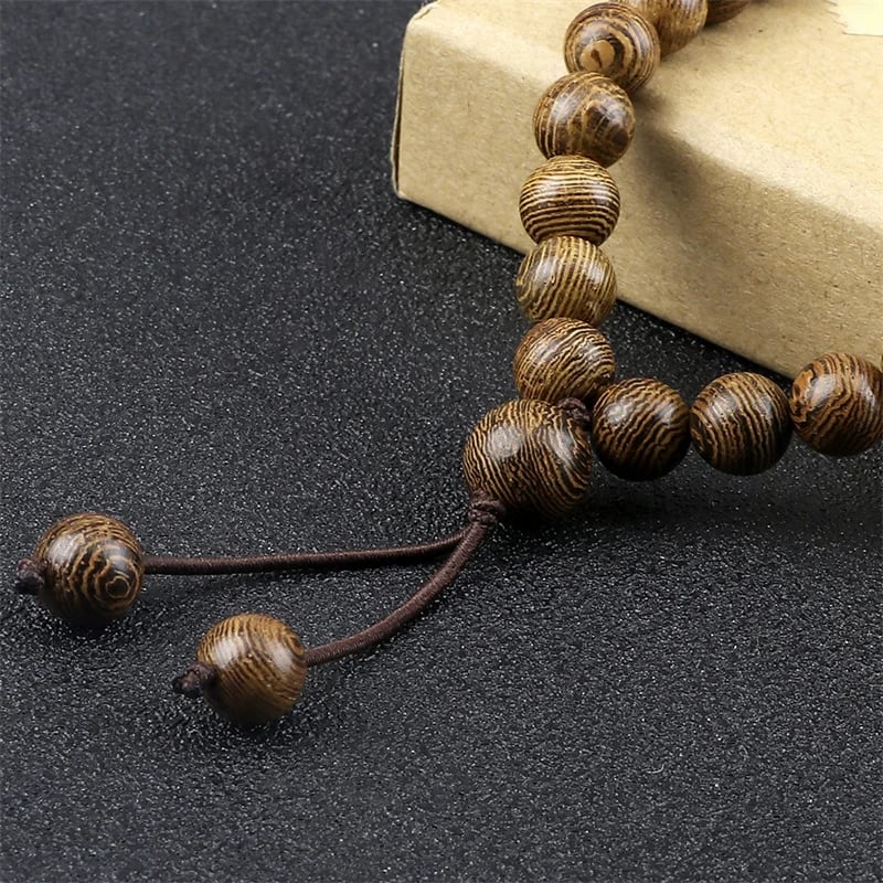 متعدد الطبقات 108 خرزات خشبية سوار 8 مللي متر البوذية التبتية مالا بوذا سحر الوردية الصلاة مطرز أساور للنساء الرجال المجوهرات