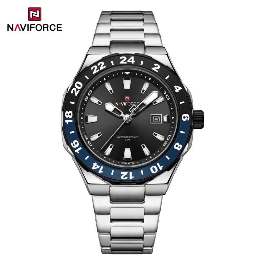 NAVIFORCE ساعة كوارتز رياضية فاخرة ساعات تقويم مضيئة للرجل الفولاذ المقاوم للصدأ مقاوم للماء ساعة اليد Relogio Masculino