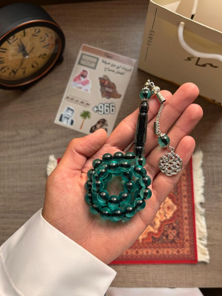 سبحة بكلايت تركوازي شفاف