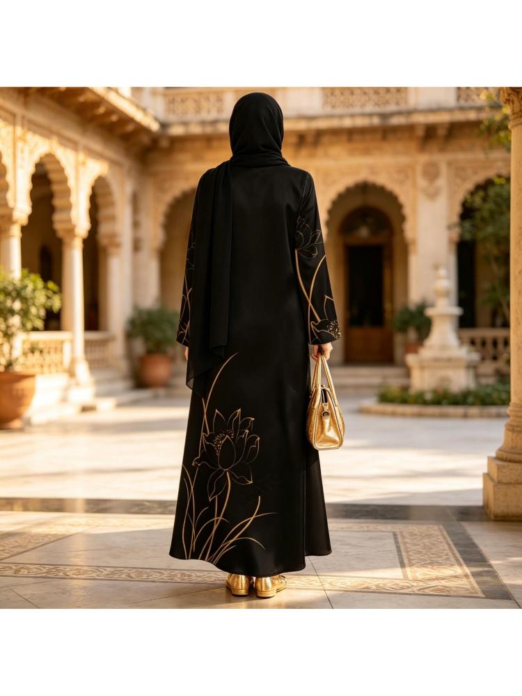 عباية نسائية نقشة زهور مميزة
