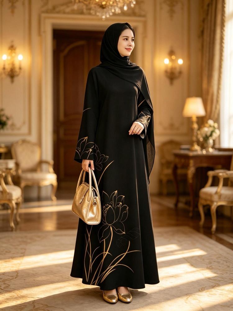 عباية نسائية نقشة زهور مميزة