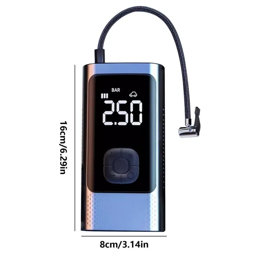 مضخة هواء لاسلكية محمولة للسيارة مع شاشة LCD