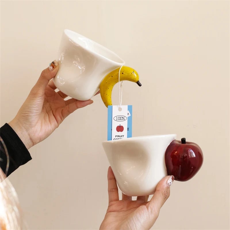 كوب سيراميك تفاح وموز يدوي 1 قطعة