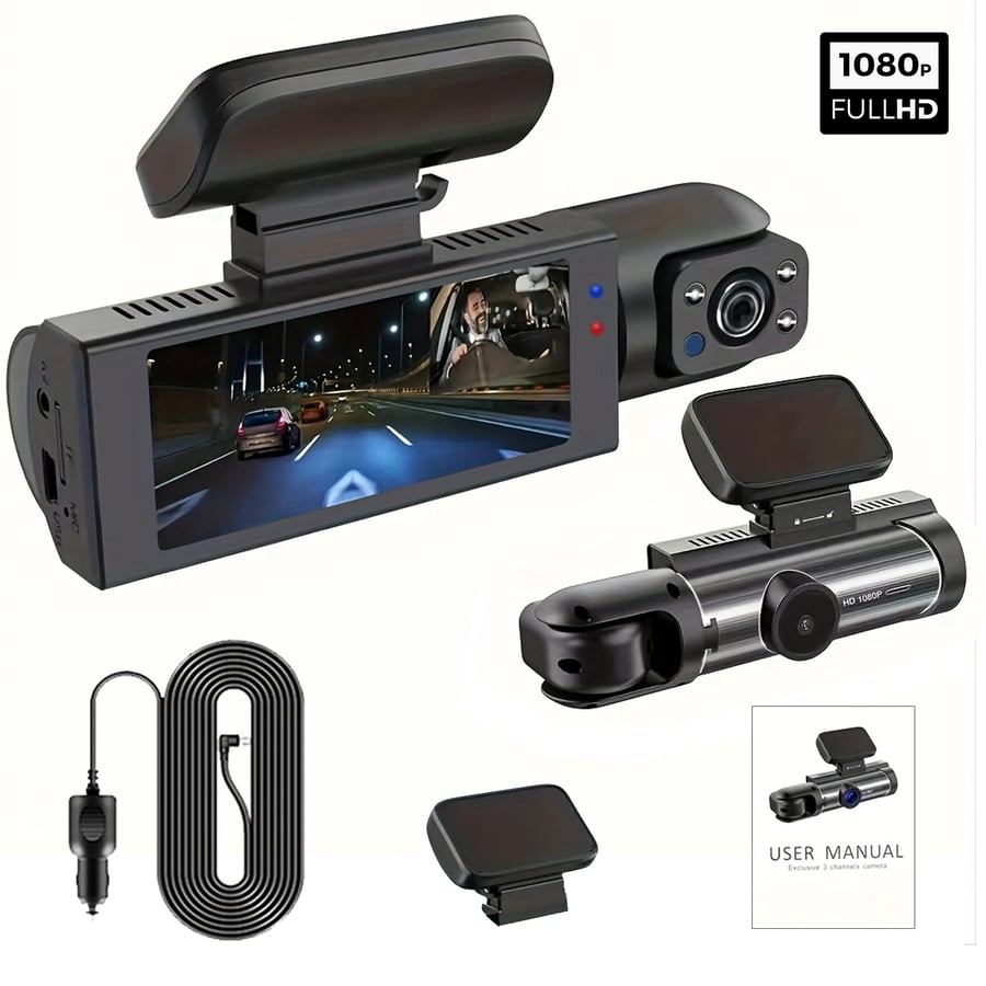كاميرا داش مزدوجة FHD 1080P للسيارة مع تسجيل داخلي