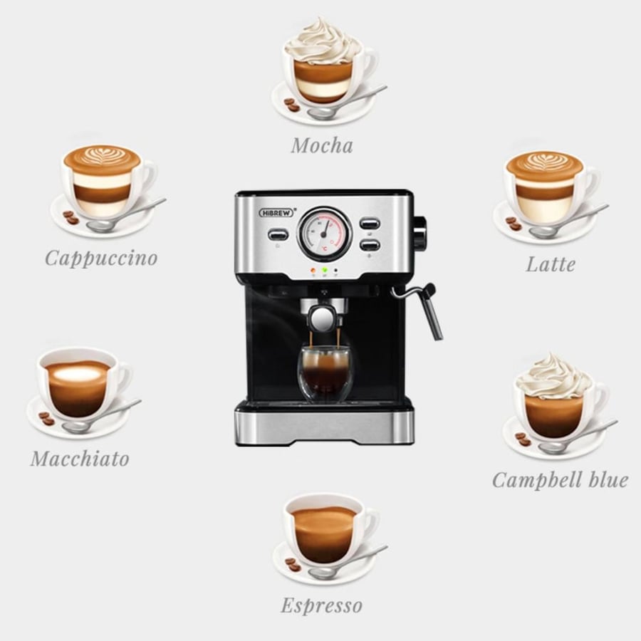 آلة قهوة إسبريسو HiBREW شبه أوتوماتيكية 20 بار
