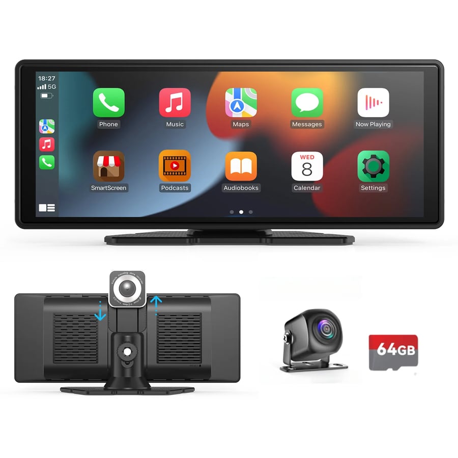 شاشة سيارة محمولة لاسلكية مع CarPlay وAndroid Auto