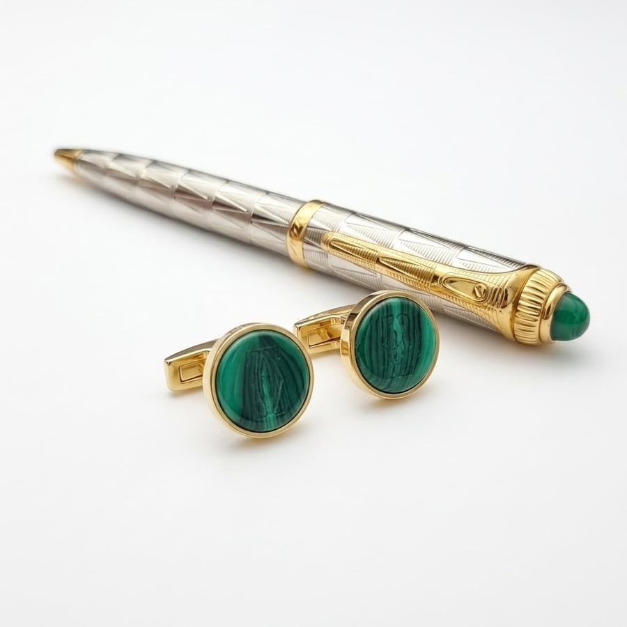 ((قلم وكبك كارتير باشا الفاخر (Cartier Pasha Pen & Cufflinks Set)))