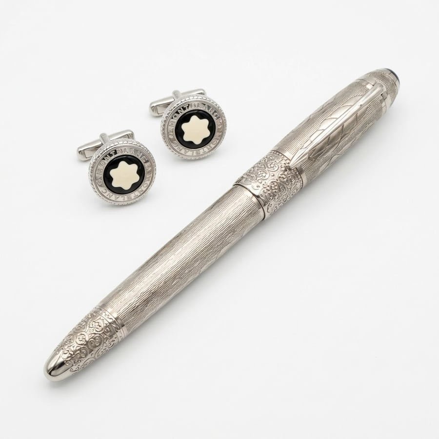 قلم و كبك مونت بلانك (Montblanc) الفاخر - إصدار الريشة بتصميم منقوش