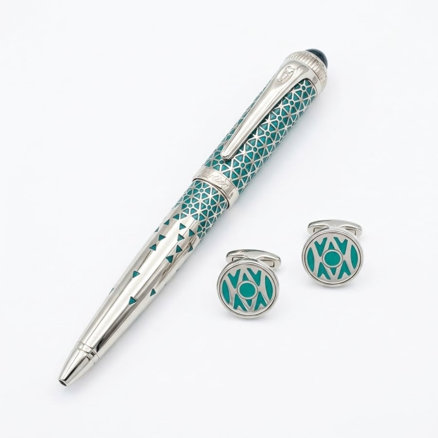 (قلم وكبك كارتير باشا الفاخر (Cartier Pasha Pen & Cufflinks Set))