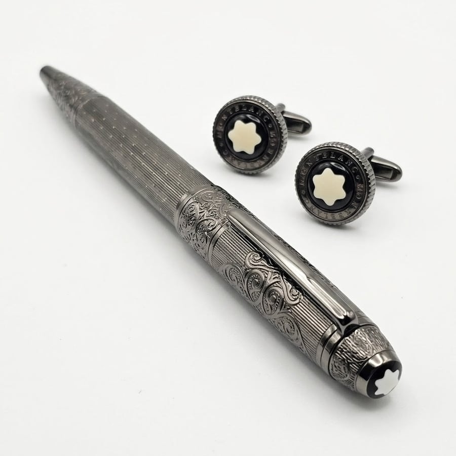 قلم و كبك مونت بلانك (Montblanc) الفاخر - إصدار الريشة بتصميم منقوش