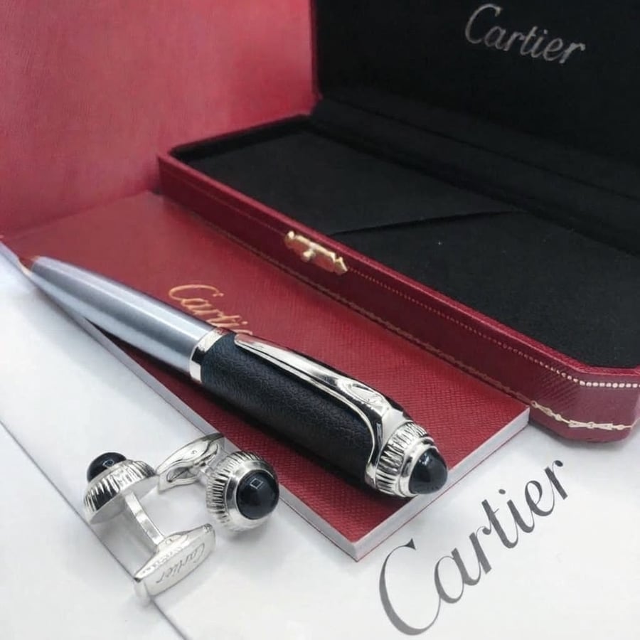 قلم وكبك كارتير باشا الفاخر (Cartier Pasha Pen & Cufflinks Set