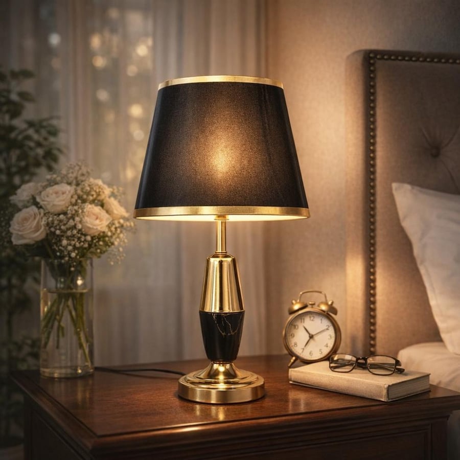أباجورة معدنية - شكل رخامي -بتصميم بسيط وستايل عصري