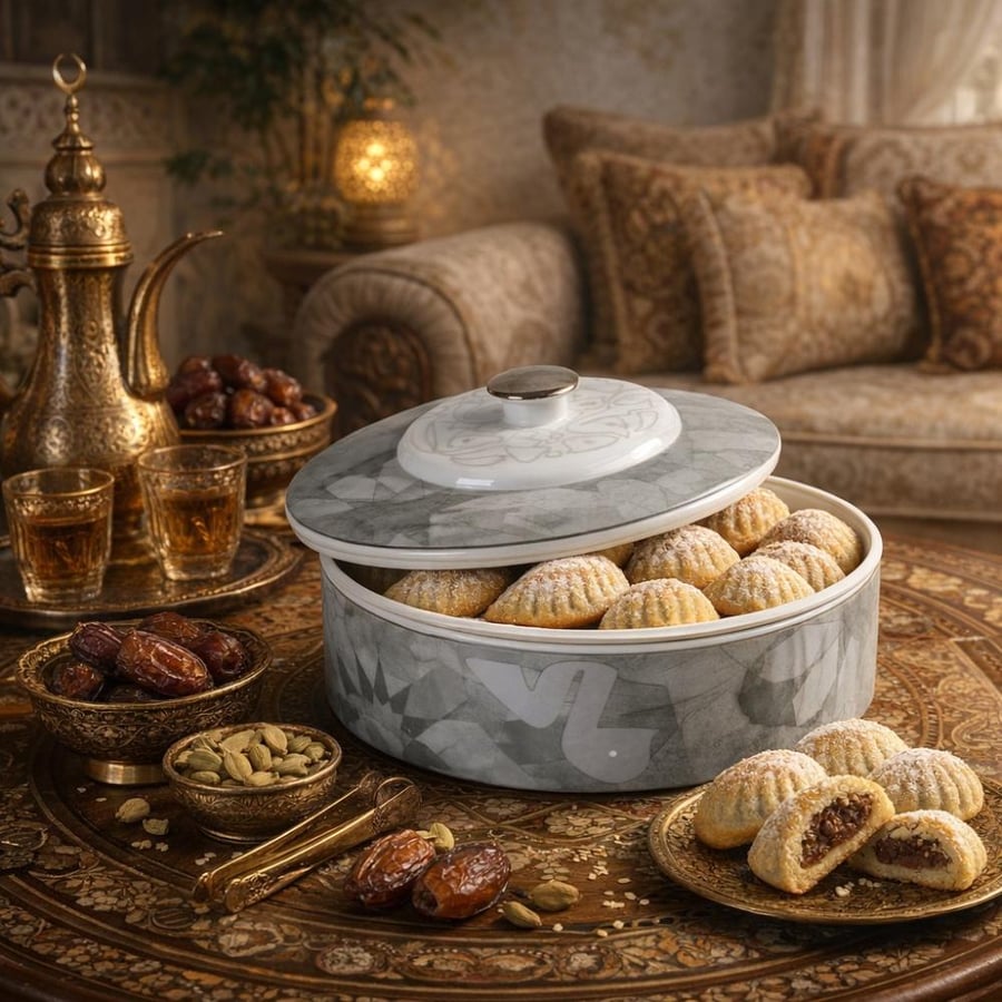 تمرية بورسلين مع غطاء لون زيتي بمظهر فخم ريفان هوم