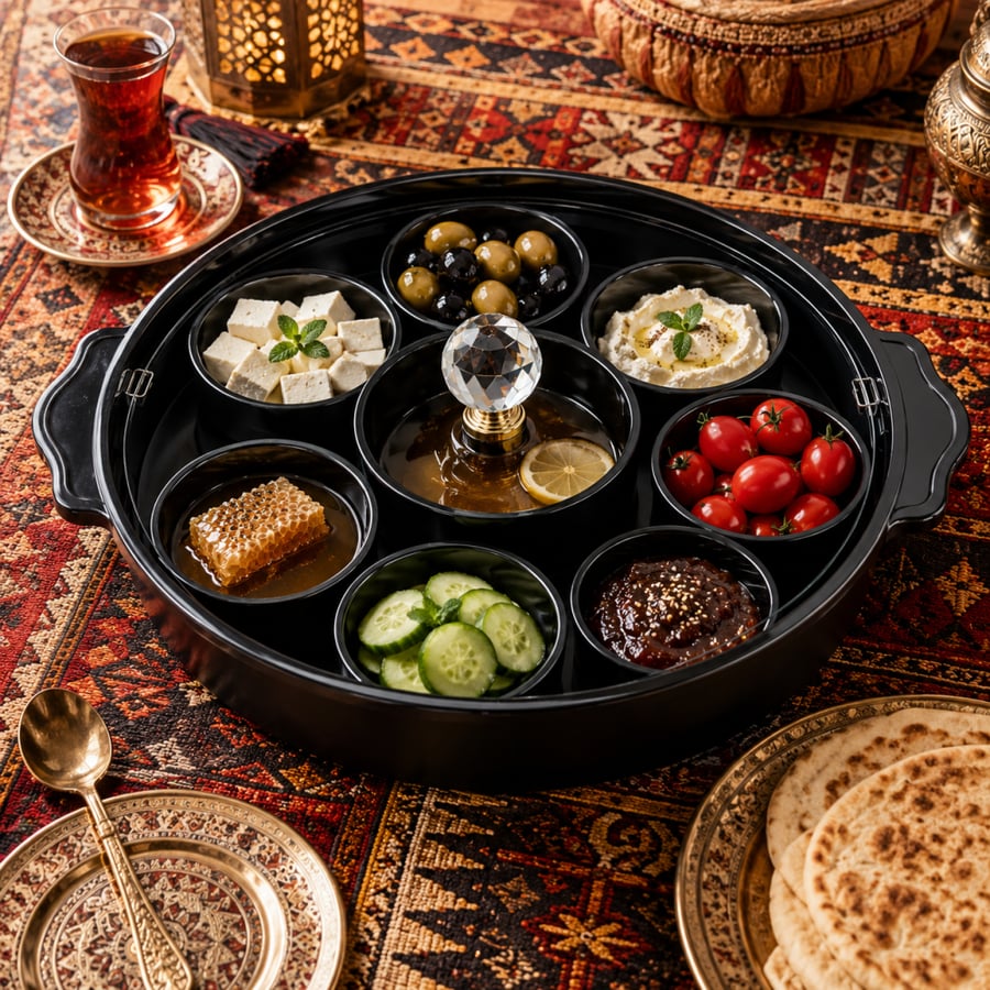 صحن إفطار شرقي مع غطاء العدد9 قطع 40 سم – 40 سم (٢)