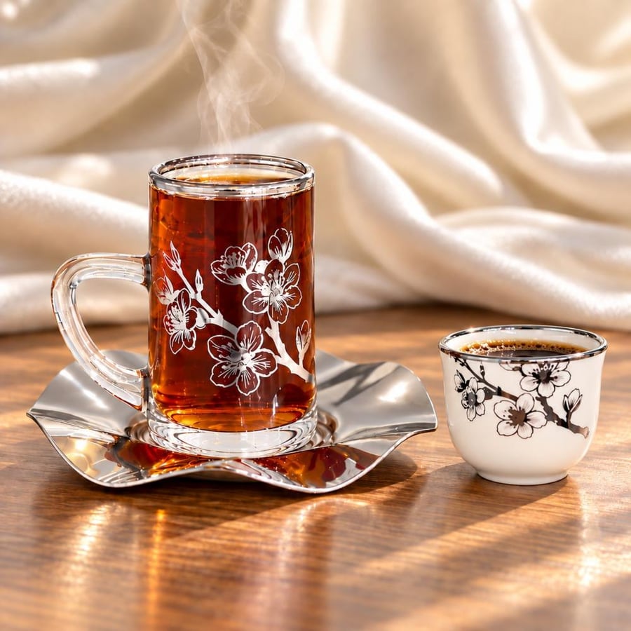 طقم ضيافة زهور فاخر 18 قطعة