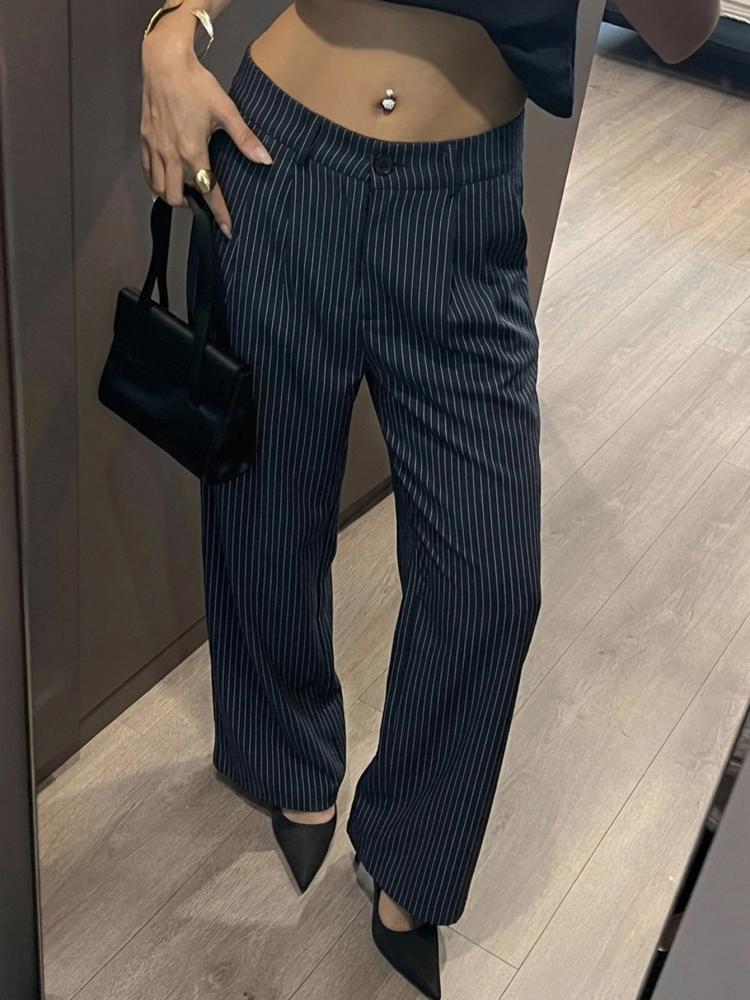 DAZY بنطلون نسائي بخصر مطوي مستقيم الساق فضفاض وكاجوال، بنطلون نسائي للعمل للموسم الخريفي/الشتوي