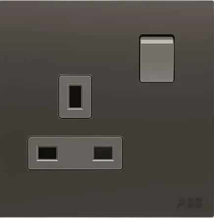 فيش 13 أمبير  ثنائي الفصل ستانلس ستيل ABB Millenium أسود