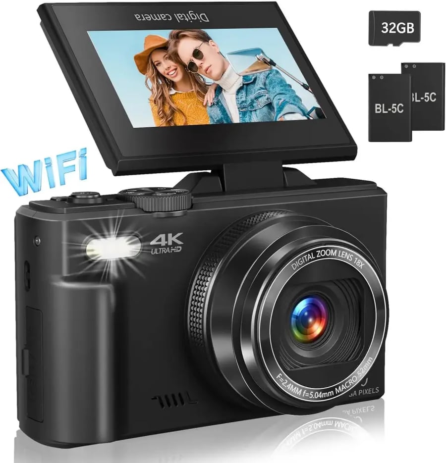 كاميرا رقمية 4K 18X بشاشة 3 بوصة قابلة للطي