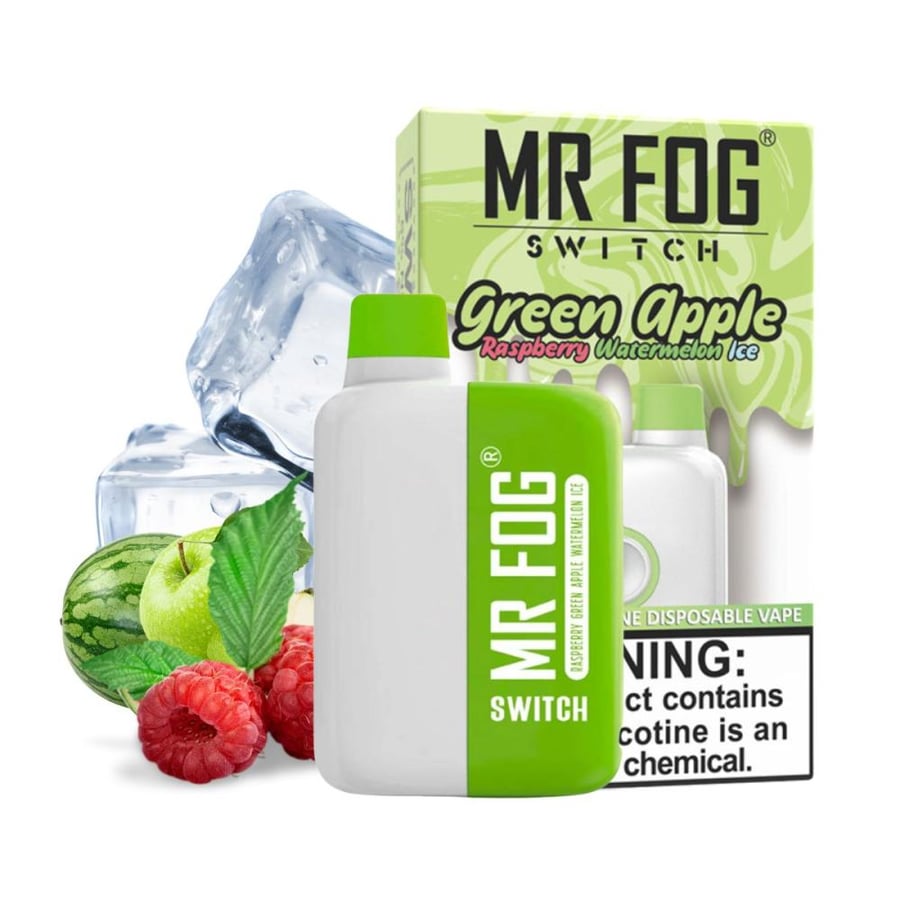 سحبة مستر فوج تفاح اخضر رازبيري ويترميلون ايسGREEN APPLE RASPBERRY WATERMELON ICE