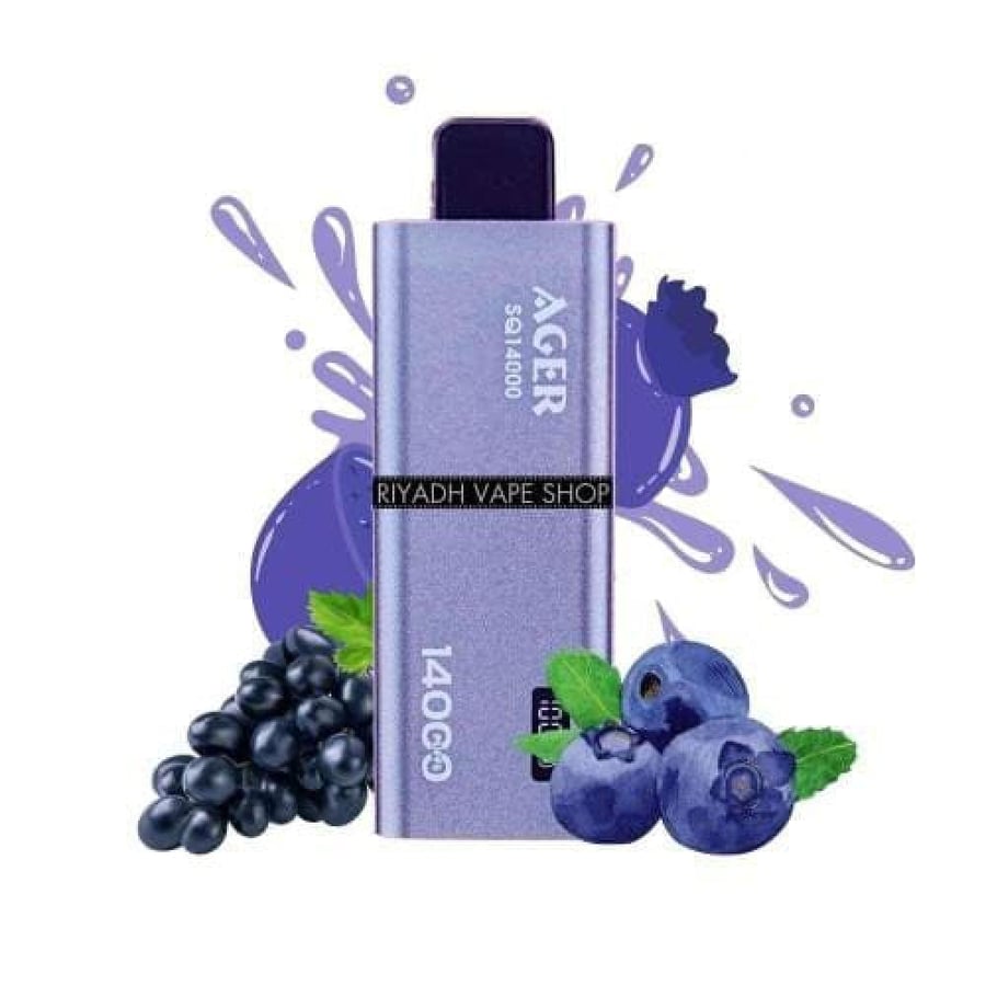 سحبة اجير اس كيو بلو رازبيري عنب14000بفAGER BLUE RASPBERRY GRAPE