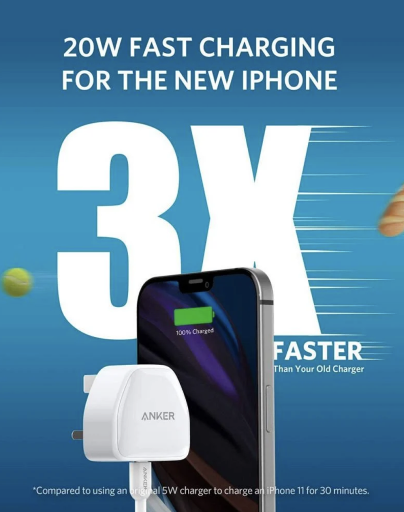 Anker شاحن جداري Nano PowerPort بقوة 20 واط – USB‑C PD