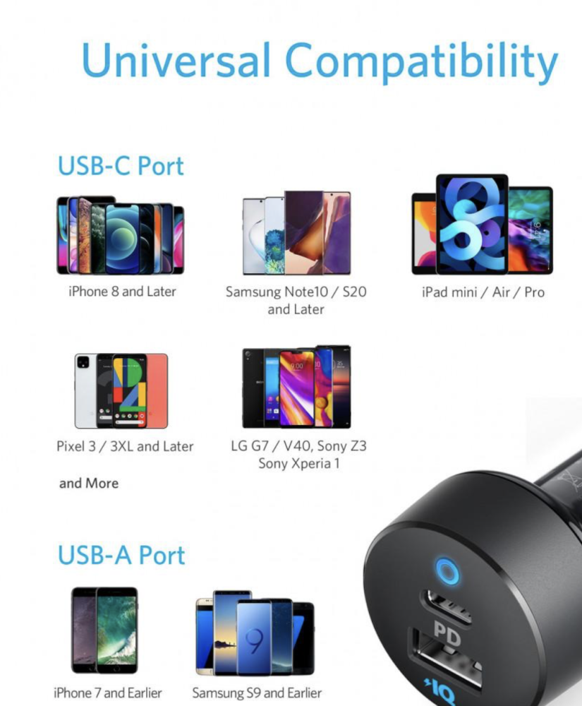 Anker PowerDrive Classic 35W – Car charger USB + USB‑C (Black)