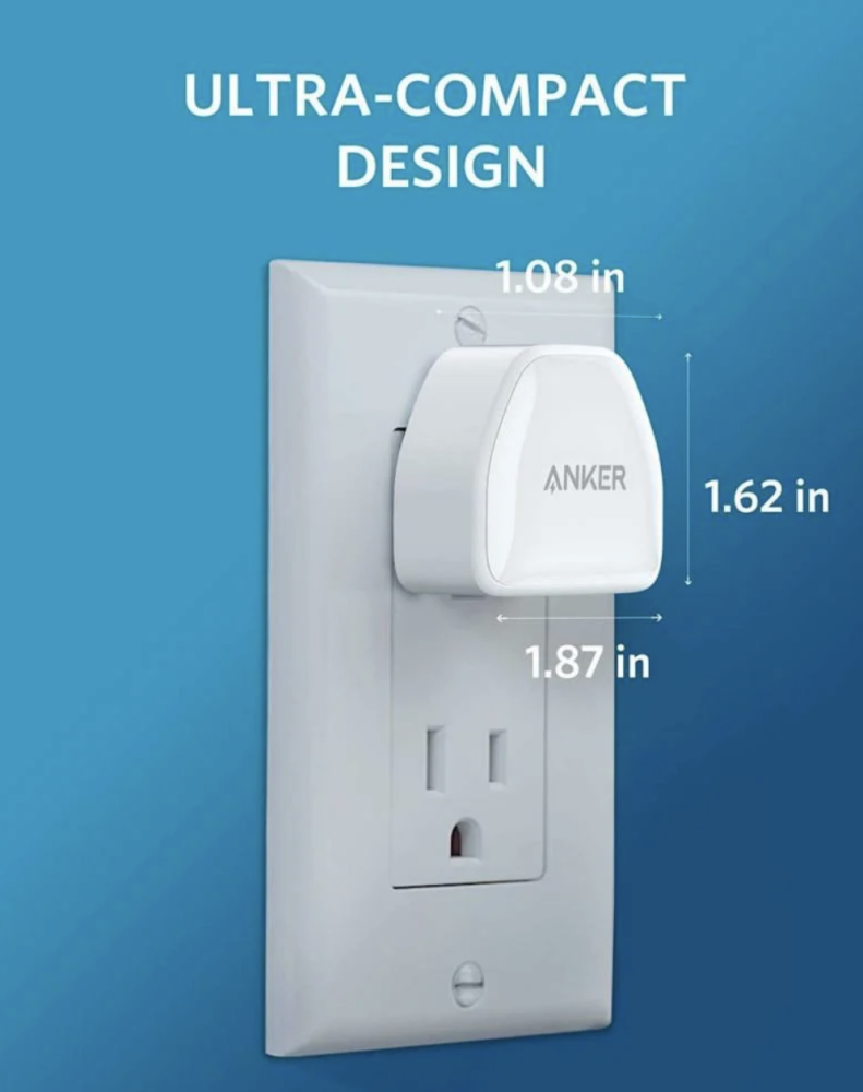 Anker شاحن جداري Nano PowerPort بقوة 20 واط – USB‑C PD